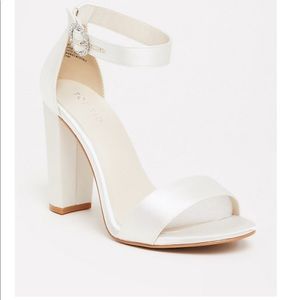 Torrid ivory satin heels wide width